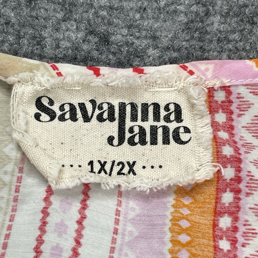 Savanna Jane Embroidered Kimono Top Size 1X/2X Artsy Striped Colorful Boho - Picture 7 of 11